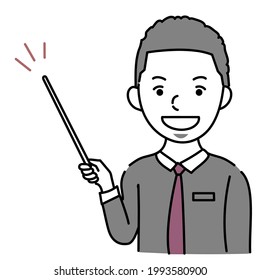 Vector Illustration Of Foreign Male Business Person Explaining Something
