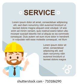 Vector illustration of foreman character with some text that can be use for banner, poster, or information graphic.