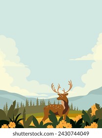 Vektorgrafik. Wald, Waldtiere. Poster, Banner, Postkartendesign. Modernes Design.
