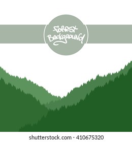 Vector illustration: Forest background with silhouettes of trees on white space