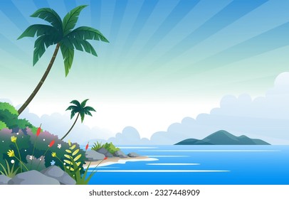 vector illustration of forest with beach background