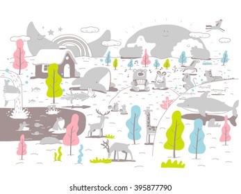 Vector illustration : Forest concert 