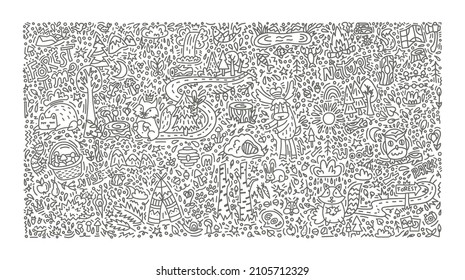 Vector illustration of forest doodle. 