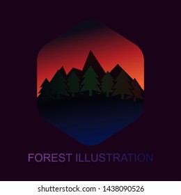 vector illustration of forest emblem, scout emblem logo, mountain logo, tree forest.