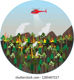 Vector illustration of a forest fire.