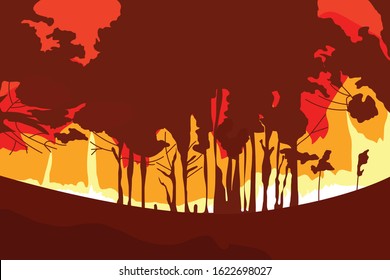 vector illustration forest fire background