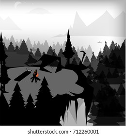 vector illustration, Forest vector, Landscape with Pine trees vector.