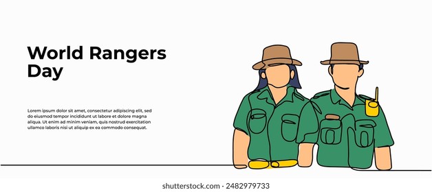 Vector illustration of Forest ranger.Modern flat in continuous line style.