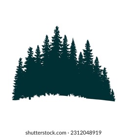 Vector illustration. Forest silhouette. Spruce forest. Forest template.