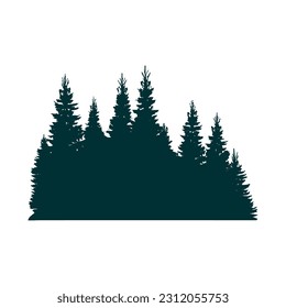Vector illustration. Forest silhouette. Spruce forest. Forest template.