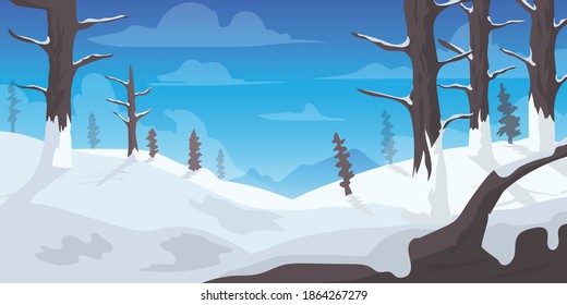 vector illustration of forest with snow