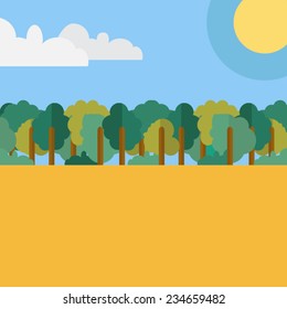 Vector illustration of a forest. Sunny weather 