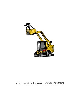 Vector illustration of a forestry and land clearing mulcher 