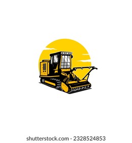 Vector illustration of a forestry mulcher with a tracked carrier.