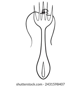 Diseño gráfico de la horquilla de la ilustración vectorial, boceto del tatuaje del arte, uso en la impresión, dibujo a mano