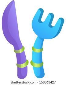 Ilustración vectorial de un tenedor y un cuchillo