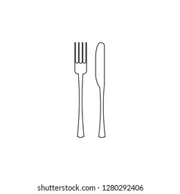Vector illustration. fork and knife icon on white background. Restaurant menu icon.