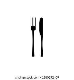 Vector illustration. fork and knife icon on white background. Restaurant menu icon.