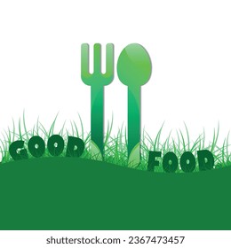 Vector illustration of fork and spoon. Can be used for healthy food, organic products, supermarkets, restaurants.