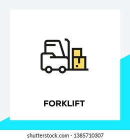 VECTOR ILLUSTRATION OF FORKLIFT LINE ICON SET