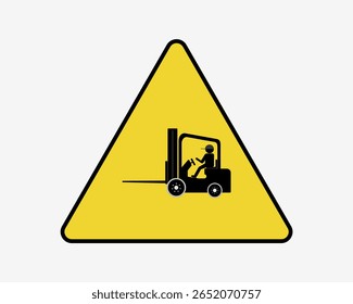 Vector Illustration forklift safety sign in yellow triangle. Indicates risk of injury from moving forks during operation