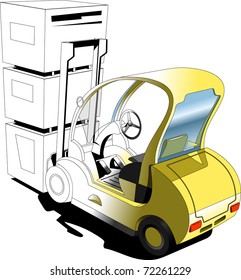 A Vector  illustration of the forklift. Simple gradients only - no gradient mesh.