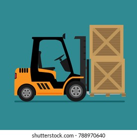 Vector illustration of forklift truck in flat style