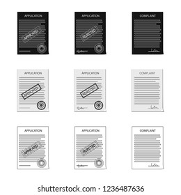 Vector illustration of form and document icon. Set of form and mark vector icon for stock.