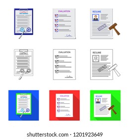 Vector illustration of form and document logo. Collection of form and mark vector icon for stock.