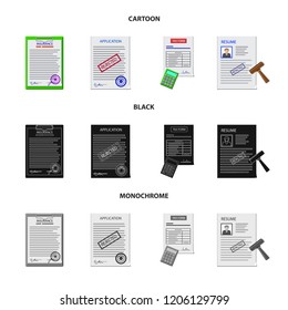 Vector illustration of form and document logo. Set of form and mark stock vector illustration.