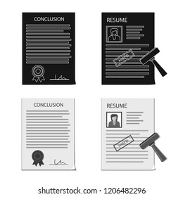 Vector illustration of form and document logo. Set of form and mark vector icon for stock.