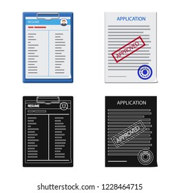 Vector illustration of form and document logo. Set of form and mark stock vector illustration.