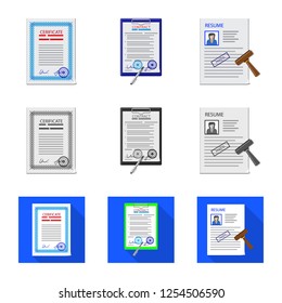 Vector illustration of form and document logo. Set of form and mark vector icon for stock.