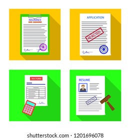 Vector illustration of form and document sign. Collection of form and mark vector icon for stock.