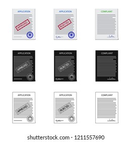 Vector illustration of form and document sign. Set of form and mark stock symbol for web.