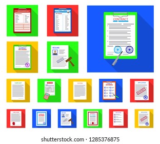Vector illustration of form and document sign. Collection of form and mark vector icon for stock.