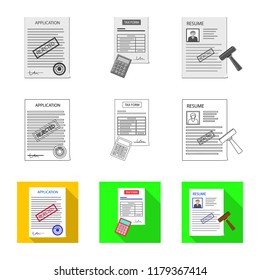 Vector illustration of form and document symbol. Collection of form and mark vector icon for stock.