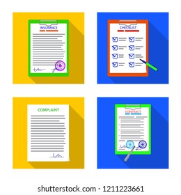 Vector illustration of form and document symbol. Collection of form and mark stock symbol for web.
