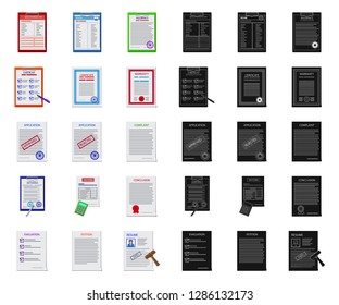 Vector illustration of form and document symbol. Collection of form and mark stock vector illustration.