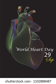  Vector illustration form of human heart for world heart day background.