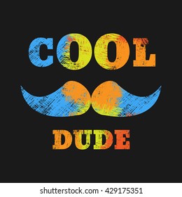 Vector illustration in the form of the message: Cool dude. Typography, t-shirt graphics, poster, print, banner, stamp, postcard