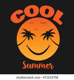 Vector illustration in the form of the message: cool summer.  Typography, t-shirt graphics, print, poster, banner, flyer, postcard