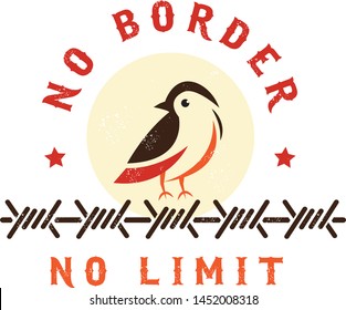 Vector illustration in the form of the message: no border no limit. t-shirt design