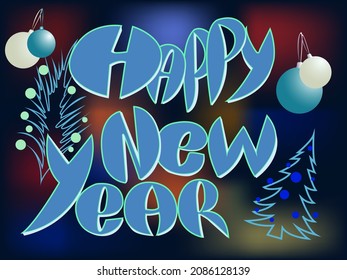 vector illustration in the form of a New Year's card in the style of graffiti for prints on banners, walls, posters and for interior decoration in the New Year's style