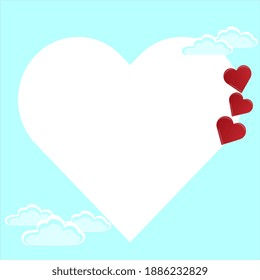 Ilustración vectorial en forma de postal. Corazón contra el cielo azul.