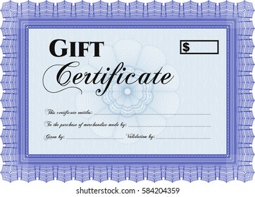 Ilustración vectorial del certificado formal de regalo en contorno azul