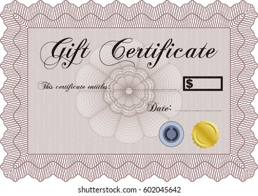 Vector illustration of Formal Gift Certificate icon in brown.
