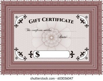 Ilustración vectorial del certificado formal de regalo en color marrón.