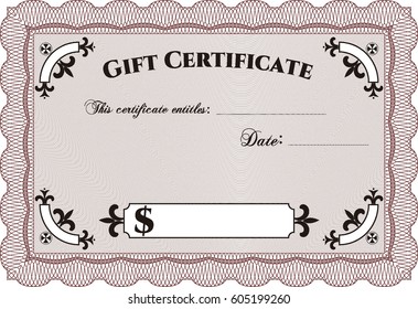 Ilustración vectorial del certificado formal de regalo en color marrón

