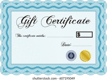 Vektorgrafik der Vorlage für das Förmliche Geschenkgutachten. Elegantes Design. Mit Guilloche-Muster. Vektorgrafik. 

